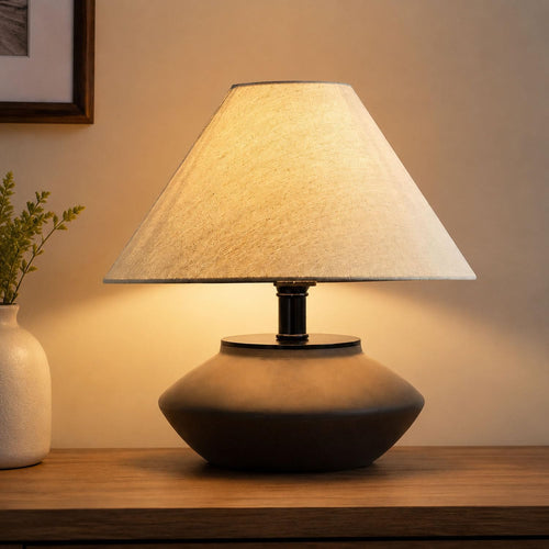 Farmhouse ceramic table lamp front view