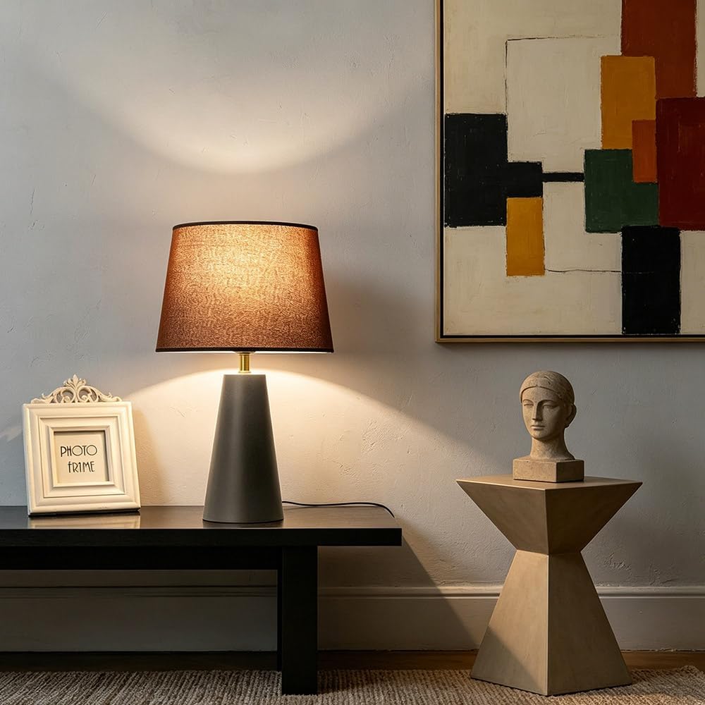 Modern bedside lamp metal base detail