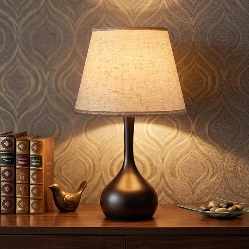 Touch bedside table lamp, 3-way dimmable, fabric shade