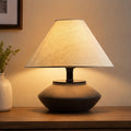 Farmhouse ceramic table lamp with linen shade