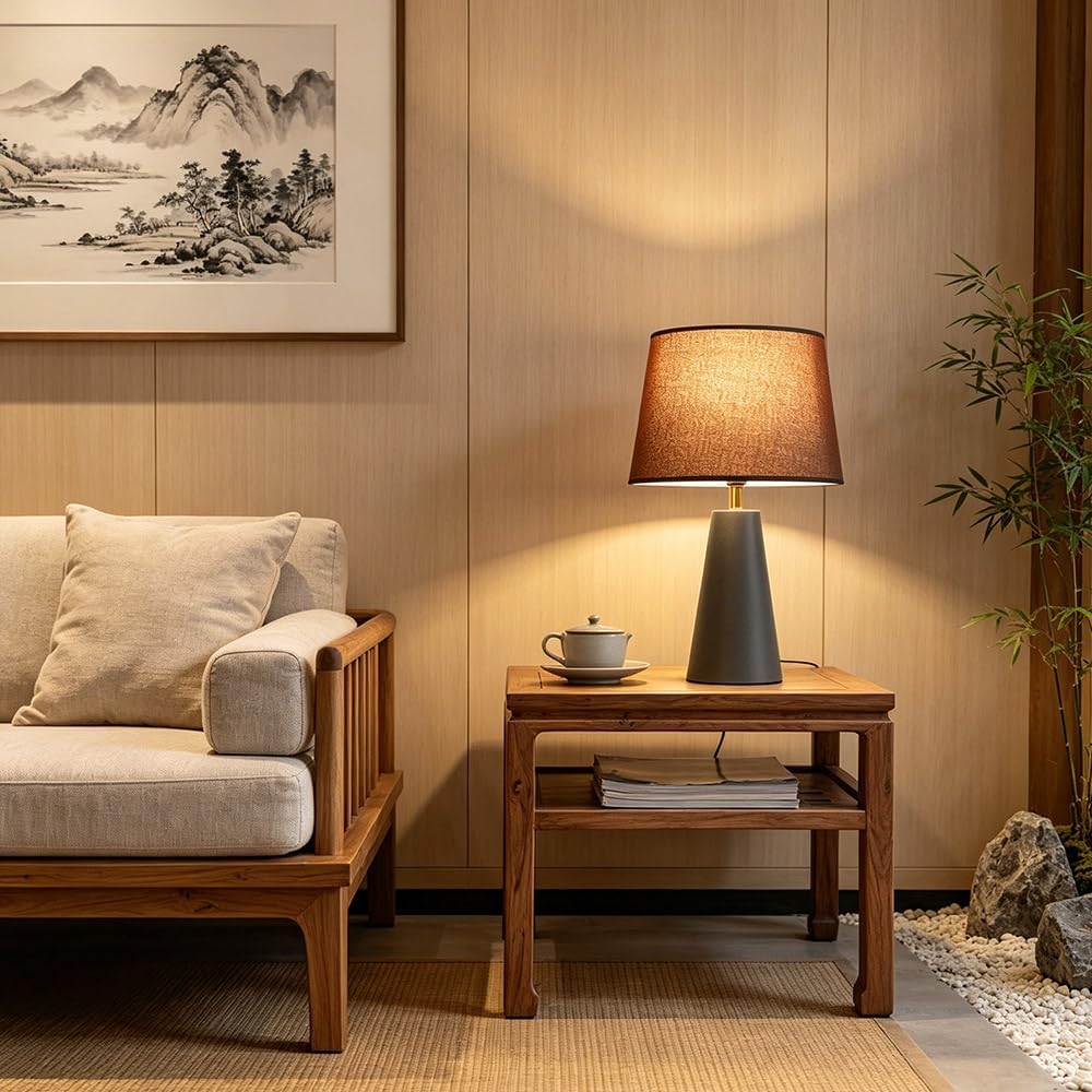 Modern bedside lamp in a study