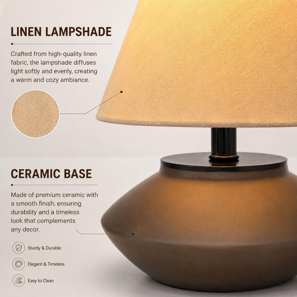 Farmhouse ceramic table lamp in living room