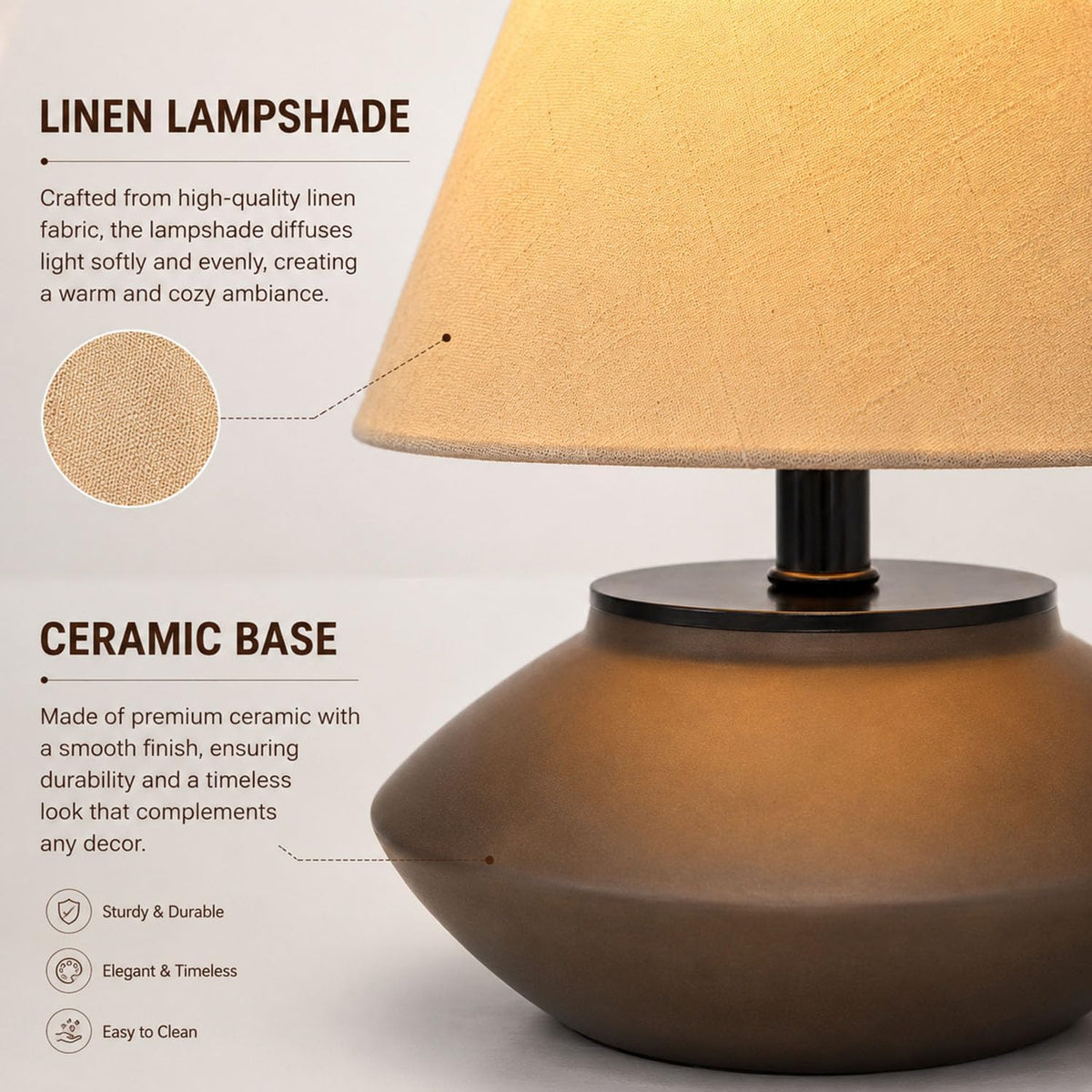 Farmhouse ceramic table lamp in living room