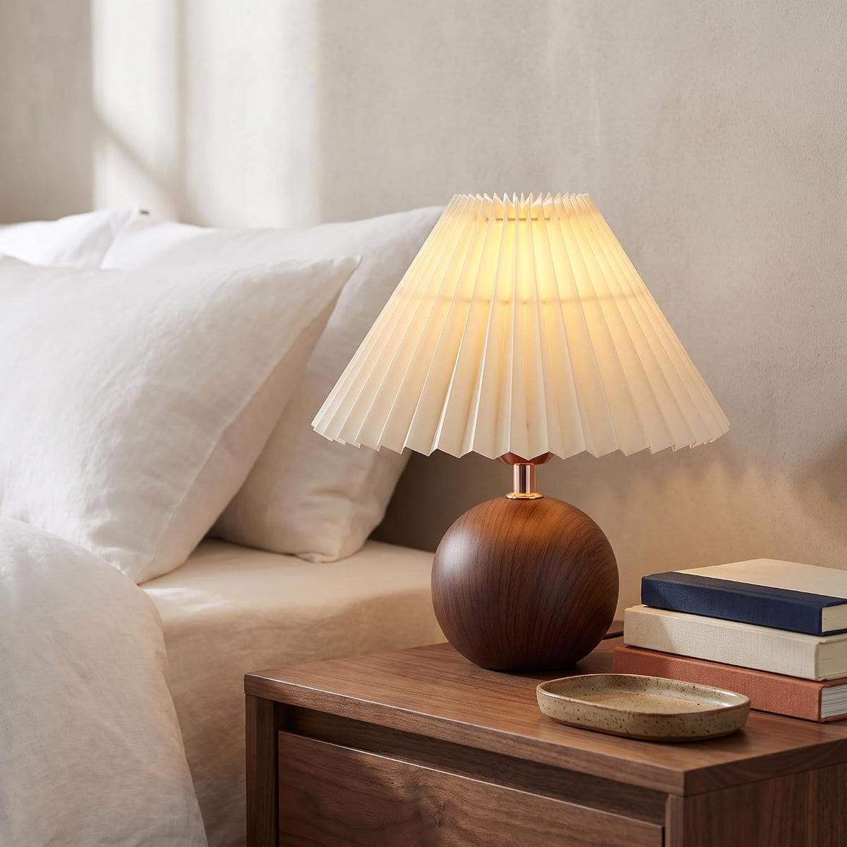 Ceramic globe table lamp shade close-up