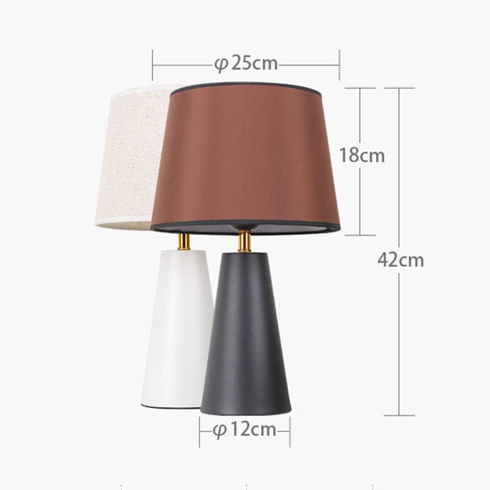 Modern bedside lamp lit
