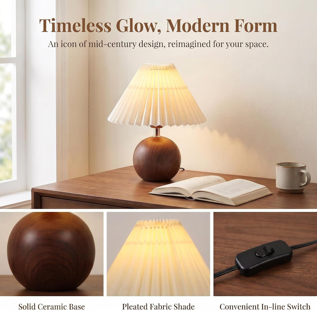 Ceramic globe table lamp detail